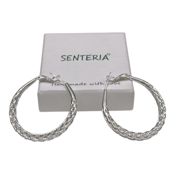 senteria Jewelry - Santeria Braided Silver Hoop Earrings